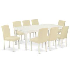 Dining Room Set Linen White, DOAB9-LWH-64
