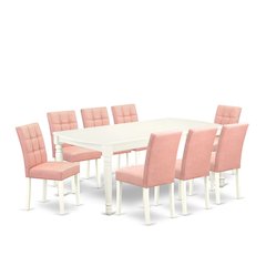 9 Piece Modern Dining Table Set contain A Wooden Table