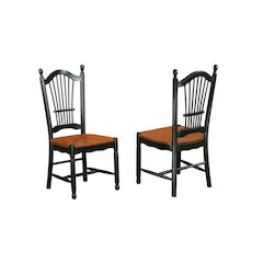 Black and Cherry Dining Chair, Wooden Seat, High Back, Set of 2