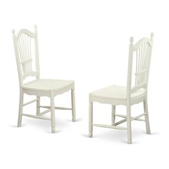 Solid Wood Dining Room Chairs with Slatted Back, Linen White, Set of 2