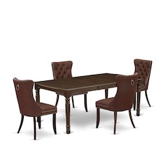 5 Piece Dinette Set Consists of a Rectangle Dining Table with Butterfly Leaf