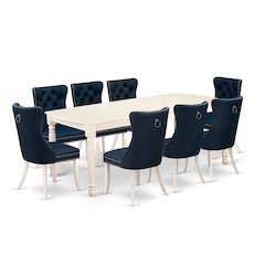 9 Piece Dining Set Consists of a Rectangle Kitchen Table with Butterfly Leaf