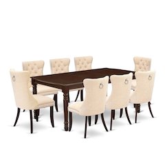 9 Piece Dining Table Set Contains a Rectangle Kitchen Table with Butterfly Leaf