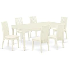 Dining Room Set Linen White, DOIP7-LWH-C