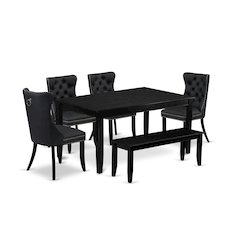 6 Piece Dining Table Set Contains a Rectangle Solid Wood Table