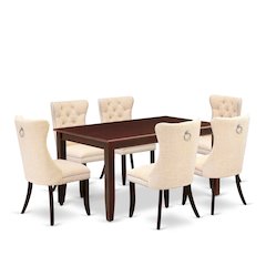 7 Piece Dining Room Table Set Contains a Rectangle Solid Wood Table