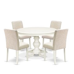 5-Piece Modern Dining Set, Linen White
