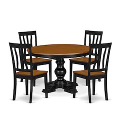 5-Piece Kitchen Table Set, Black & Cherry