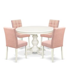 5-Piece Kitchen Table Set, Linen White