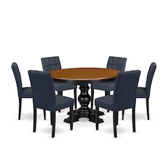 9-Piece Kitchen Dining Table Set, Black & Cherry