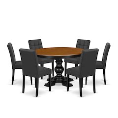 5-Piece Dining Room Table Set, Black & Cherry