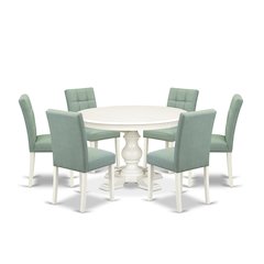 5-Piece Dining Table Set, Linen White