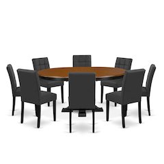 9-Piece Kitchen Dining Table Set, Black & Cherry
