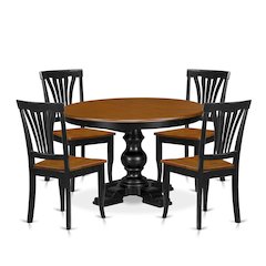 5-Piece Modern Dining Set, Black & Cherry
