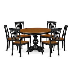 7-Piece Modern Dining Set, Black & Cherry