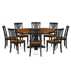 9-Piece Dining Table Set, Black & Cherry