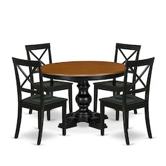 5-Piece Kitchen Table Set, Black & Cherry