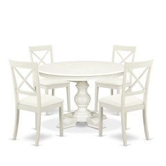 7-Piece Mid-Century Dining Set, Linen White