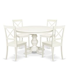 9-Piece Mid Century Dining Set, Linen White