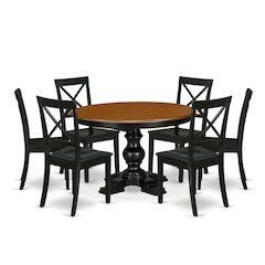 5-Piece Modern Dining Set, Black & Cherry