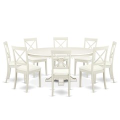 7-Piece Modern Dining Set, Linen White