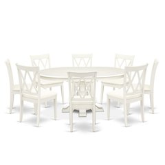 7-Piece Dining Table Set, Linen White
