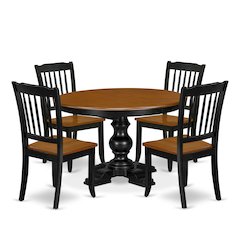 5-Piece Kitchen Table Set, Black & Cherry