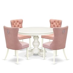 5-Piece Modern Dining Set, Linen White