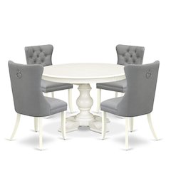 7-Piece Modern Dining Set, Linen White