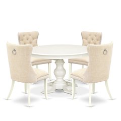 9-Piece Modern Dining Set, Linen White