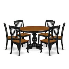 5-Piece Dining Table Set, Black & Cherry