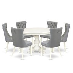 7-Piece Kitchen Table Set, Linen White