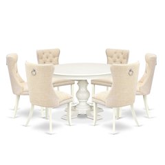 9-Piece Dining Room Table Set, Linen White