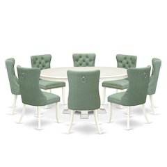 9-Piece Modern Dining Set, Linen White