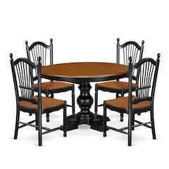 5-Piece Mid-Century Kitchen Set, Black & Cherry