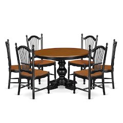 7-Piece Dining Room Set, Black & Cherry