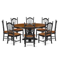 9-Piece Modern Dining Set, Black & Cherry