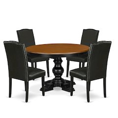 5-Piece Kitchen Dining Set, Black & Cherry