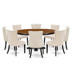 9-Piece Dining Room Set, Black & Cherry
