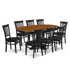 7-Piece Kitchen Table Set, Black & Cherry