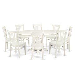 9-Piece Kitchen Dining Table Set, Linen White