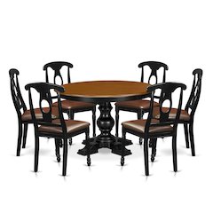 9-Piece Dining Room Table, Black & Cherry