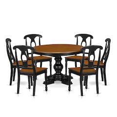 5-Piece Kitchen Table Set, Black & Cherry