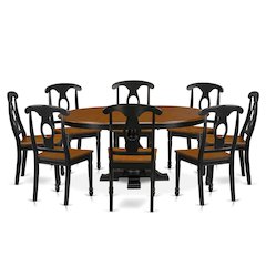 9-Piece Wooden Dining Set, Black & Cherry