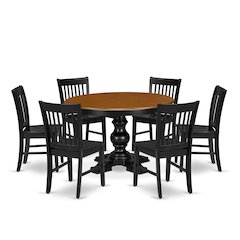 9-Piece Dining Room Table Set, Black & Cherry