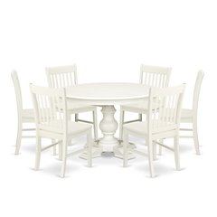 5-Piece Dining Room Table Set, Linen White