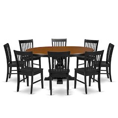 7-Piece Dining Room Table Set, Black & Cherry
