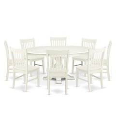 9-Piece Mid Century Dining Set, Linen White