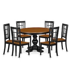 7-Piece Kitchen Dining Set, Black & Cherry