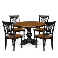 5-Piece Dinner Table Set, Black & Cherry